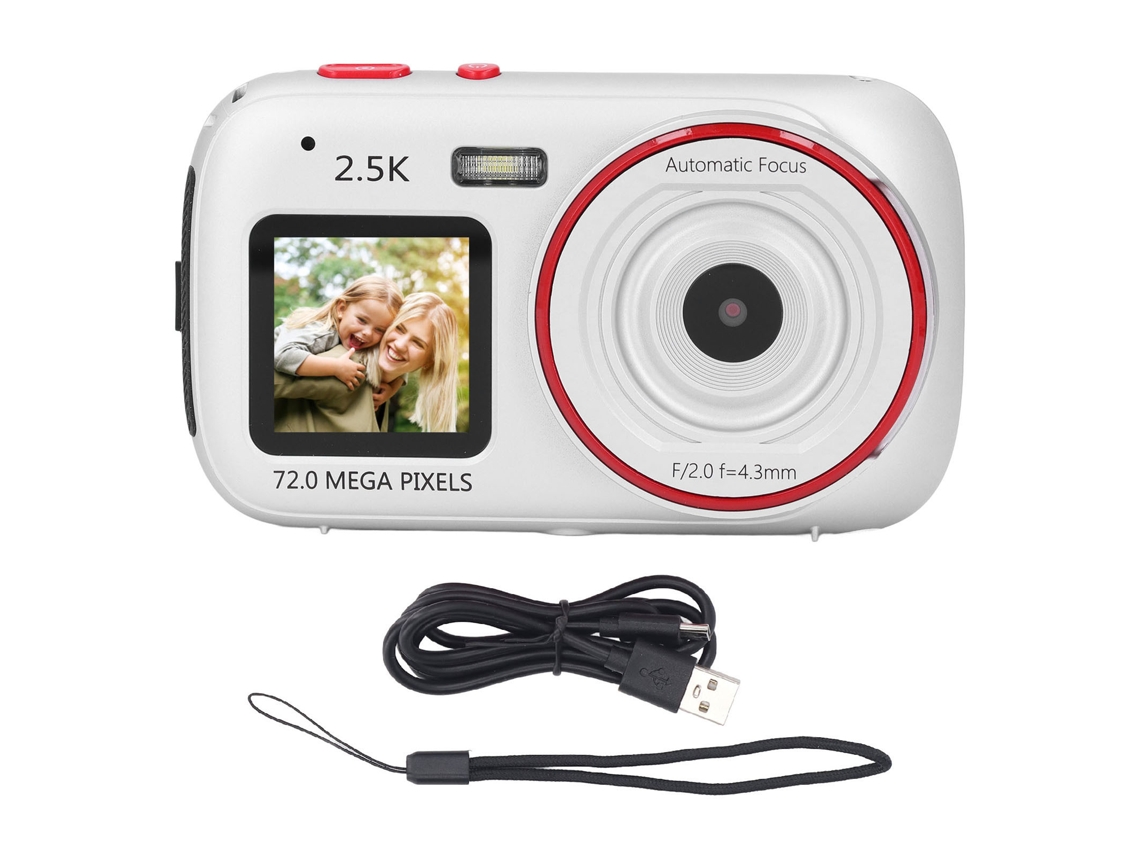 Cámara Digital 72mp 2.5k Pantalla Dual 16x Zoom Autofoco Estabilización Anti-shake 750mah Para Viajes Plata