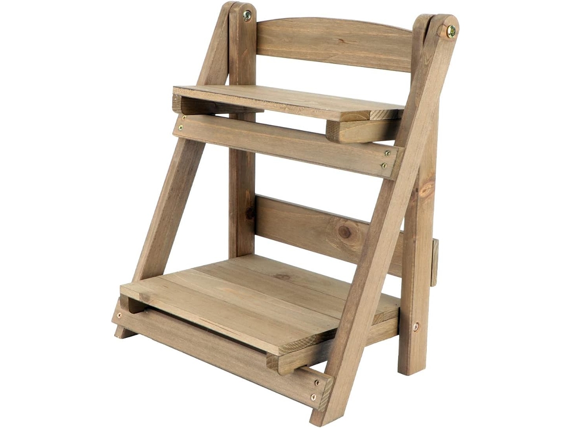 Estantería Plegable De Madera Estilo Retro, Estilo Café, De 2 Niveles, Soporte Para Plantas Y Macetas.
