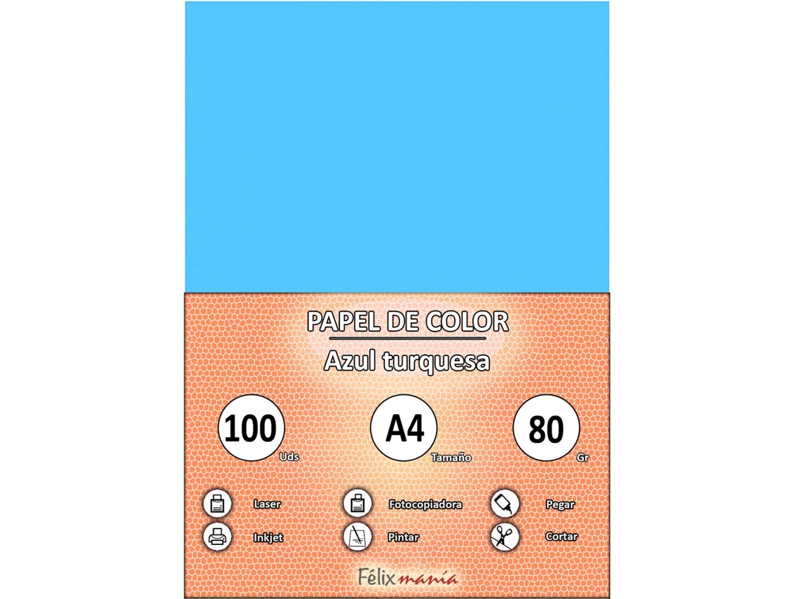 80Gr A4 Turquoise Paper 100 Hojas