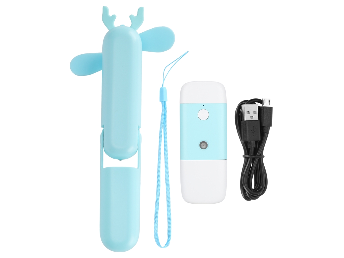 Ventilador Portátil Mini Plegable Usb Recargable Con Repositorio De Agua Para Estudiantes Azul