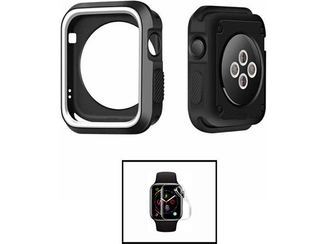 Carcasa Military + Protector de Hydrogel PHONECARE Apple iWatch Series 4 - 44mm Negro y Blanco
