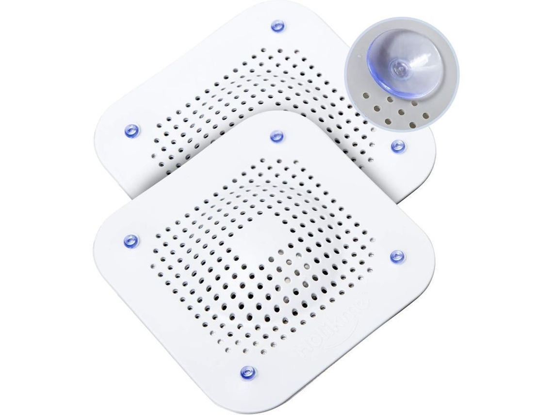 2026-capturador De Pelo Para Drenaje 2 Pack, Protector De Drenaje De Silicona Con Ventosas Desmontables Para Baño, Cocina, Tubería, Blanco