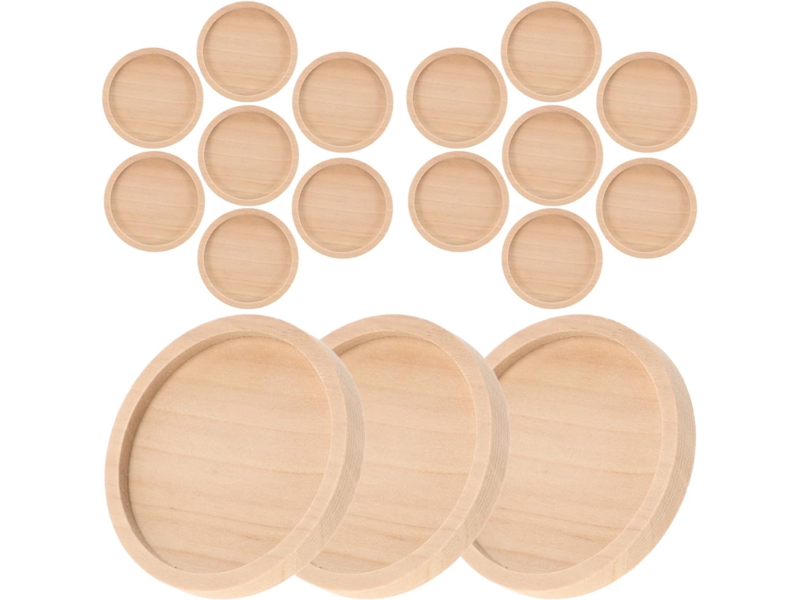 20 Bandejas Redondas De Madera Para Colgantes