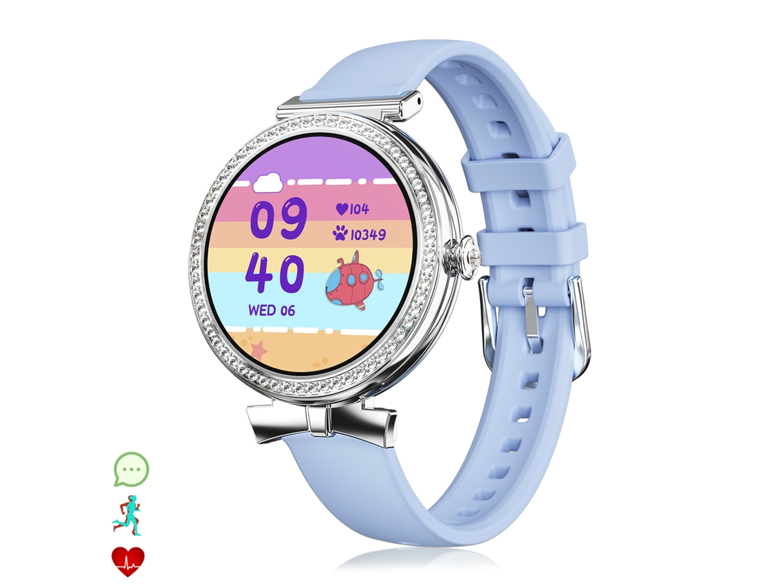 Smartwatch Qs01 compacto y elegante. Llamadas Bluetooth, notificaciones push. Monitor de salud, ciclos femeninos. Modos deportivos.