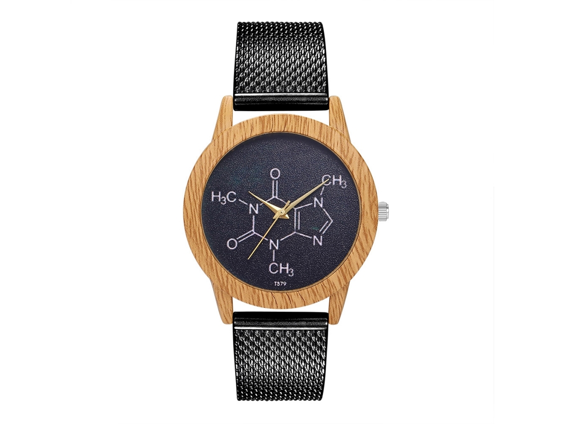 Reloj De Pulsera Analógico Redondo De Aleación Para Mujer Con Movimiento De Cuarzo Negro.