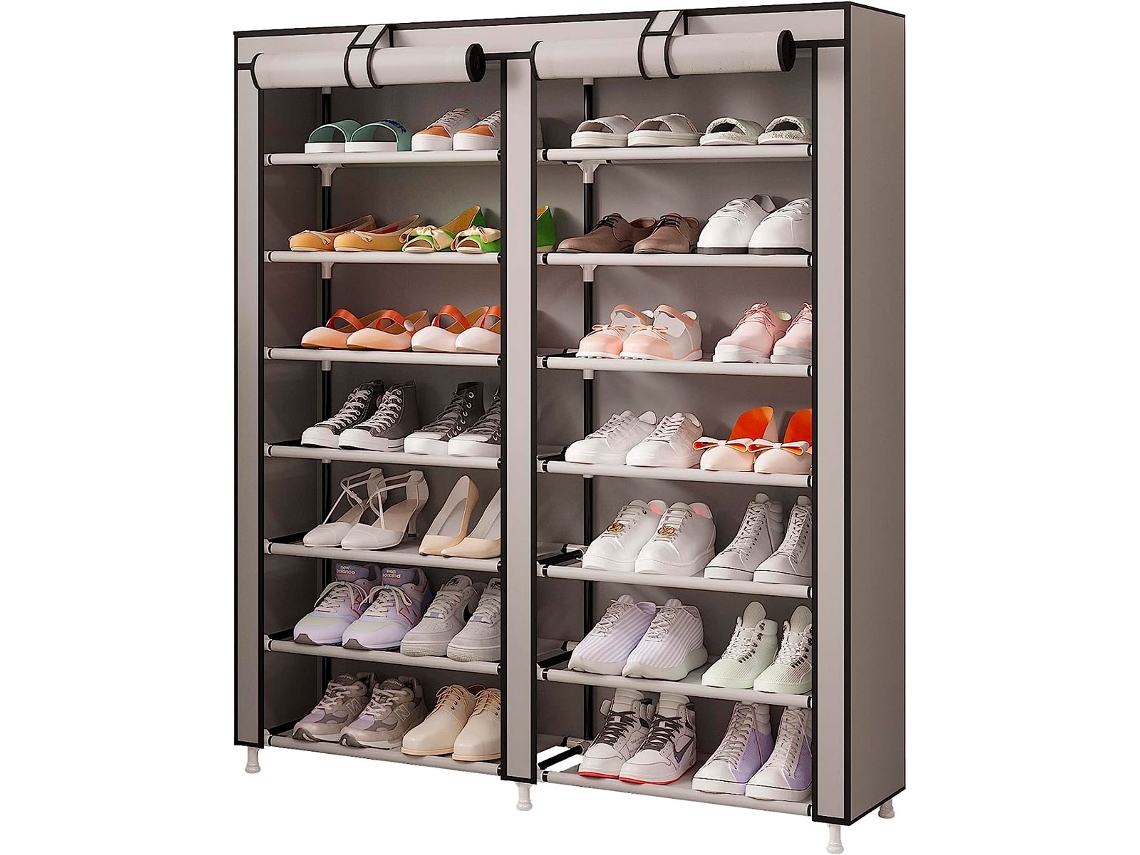 Armario Zapatero Zapatos Puertas Cremallera Home NYANA ABS Tecido Beige (125x92x28)