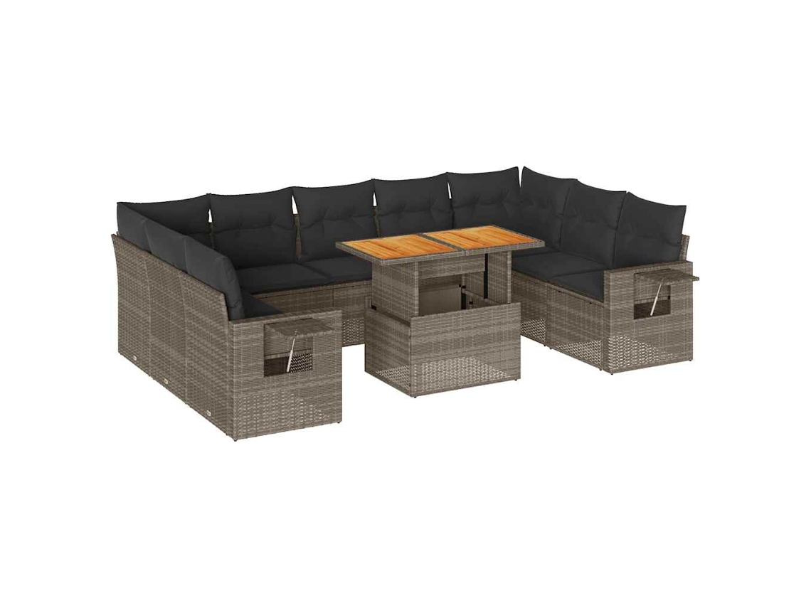 Maison Exclusive - Set De Sofás De Jardín Y Cojines 10 Pzas Ratán Sintético Gris