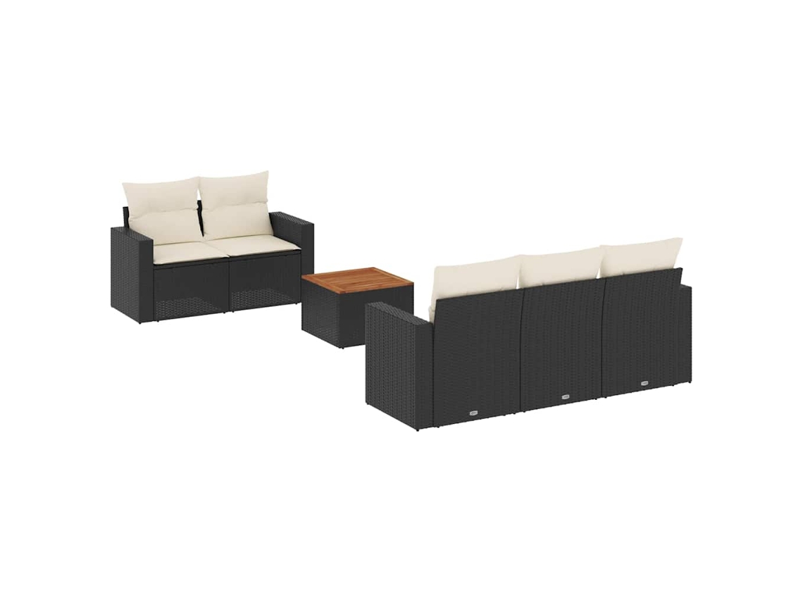 Maison Exclusive - Set De Sofás De Jardín 6 Piezas Y Cojines Ratán Sintético Negro