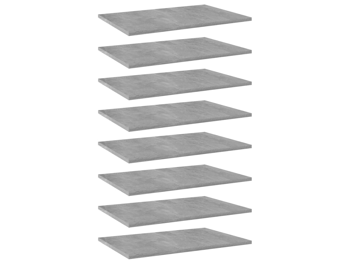 vidaXL Estantes estantería 8 uds aglomerado gris hormigón 60x40x1,5 cm