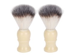 2pcs Cepillo De Barbilla Para Hombre Con Cerdas Sintéticas Y Mango Curvo Para Grooming