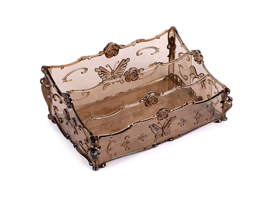 2026-organizador De Maquillaje Para Mesa Con 3 Compartimentos Estante De Acrílico Con Mariposas Para Vanity Y Baño
