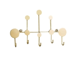 Perchero De Pared Creativo Con Ganchos Metálicos, Material De Hierro Forjado, Dorado, 20x32cm