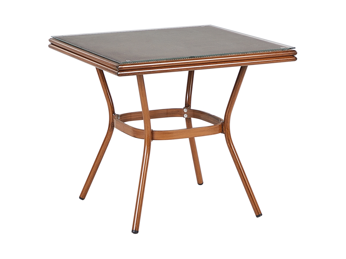 BELIANI Mesa de Jardín Caspri II Aluminio Madera Oscura 80x80x71