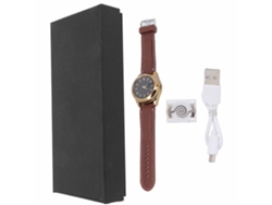 Reloj Encendedor Usb Portátil Recargable, Moderno, Regalo Ideal, Multifuncional, Dorado.