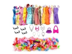 Ats-32 Piezas/set Ropa De Muñecas Vestidos De Fiesta Con Accesorios Zapatos Collares Regalos Para Niños Juguete