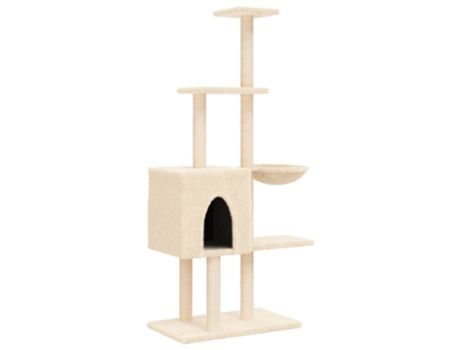 Rascador para gatos con postes de sisal color crema VIDAXL (145 cm)