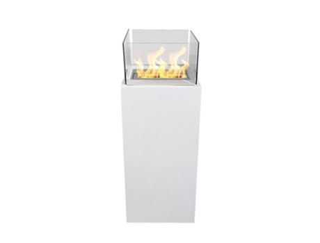 Chimenea de bioetanol de pie para uso interior y exterior Ischia Bianco 40x40x115