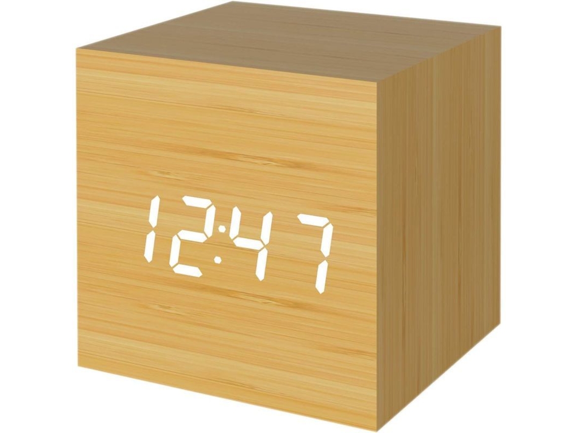 2026-reloj Despertador Digital De Madera Bamboo, Alimentado Por Usb, 7 Niveles De Brillo, Función Snooze
