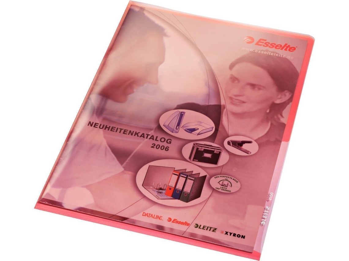 Funda para documentos Leitz Premium, A4, PVC, roja, 0,15 mm, abierta en la parte superior y lateral, a prueba de documentos, película rígida Esselte Leitz (4100 00 25)