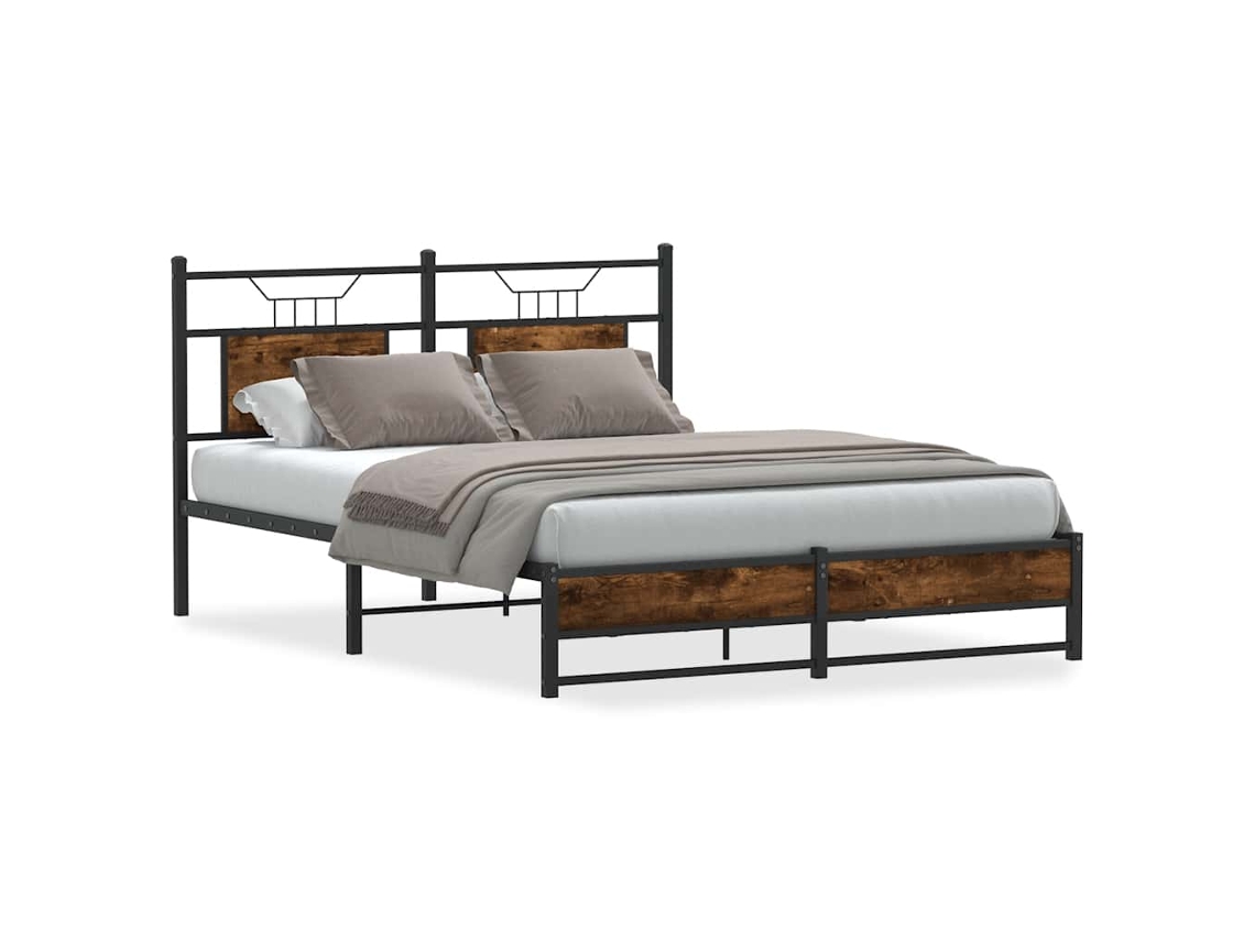 Maison Exclusive - Estructura De Cama Sin Colchón Madera Roble Ahumado 140x200 Cm