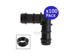 Codo 16Mm Riego Por Goteo Negro Pack 100 SUINGA