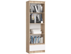 Librería Akord R60 Roble Sonoma 60 Cm 1 Cajón Frente En Color Blanco 4 Estantes 60x35x180 Cm