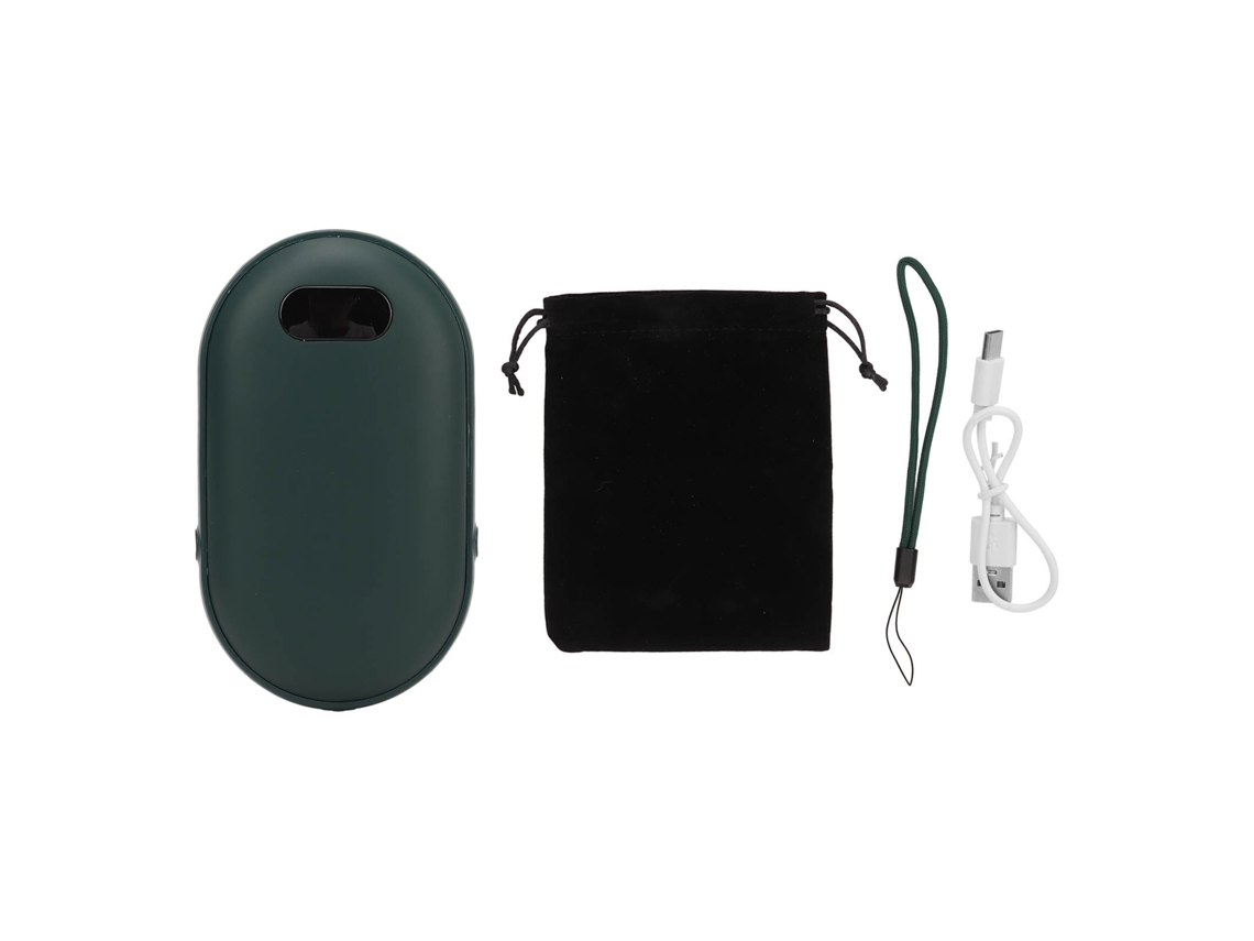 Calientamano Eléctrico 2 En 1 Batería Portátil Recargable Usb Con Pantalla Lcd Para Pesca Camping Senderismo Verde