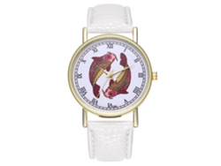 Reloj De Pulsera Analógico De Cuarzo De Moda En Aleación Blanca Y Cuero T66-a