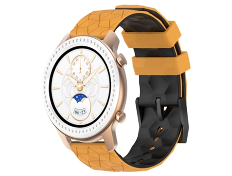 Correa de reloj inteligente para Amazfit GTR 42MM 20mm Correa de silicona bicolor con textura de fútbol (amarillo + negro)