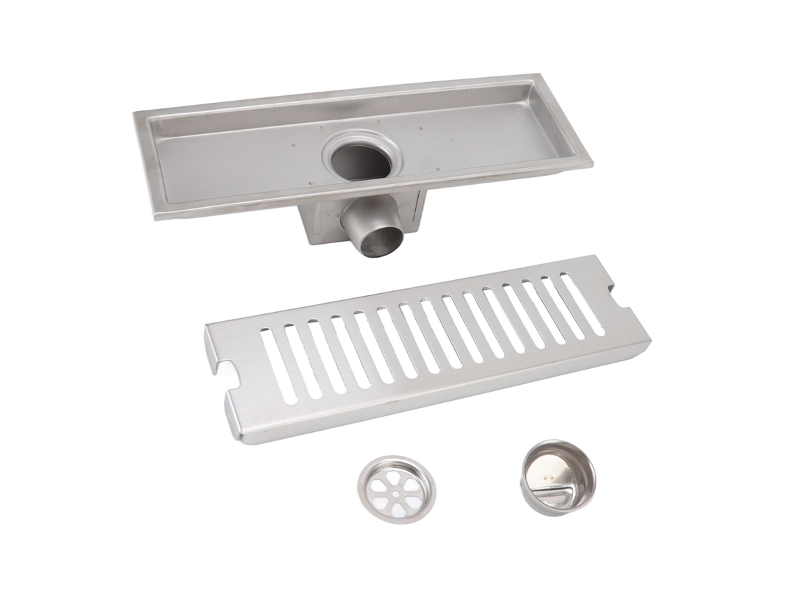 Desagüe de ducha lineal rectangular de 12 pulgadas con válvula antiolor