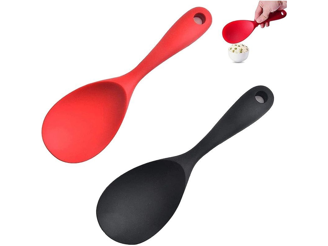 Juego De 2 Cucharas De Silicona Antiadherentes Para Cocinar Arroz Y Remover.
