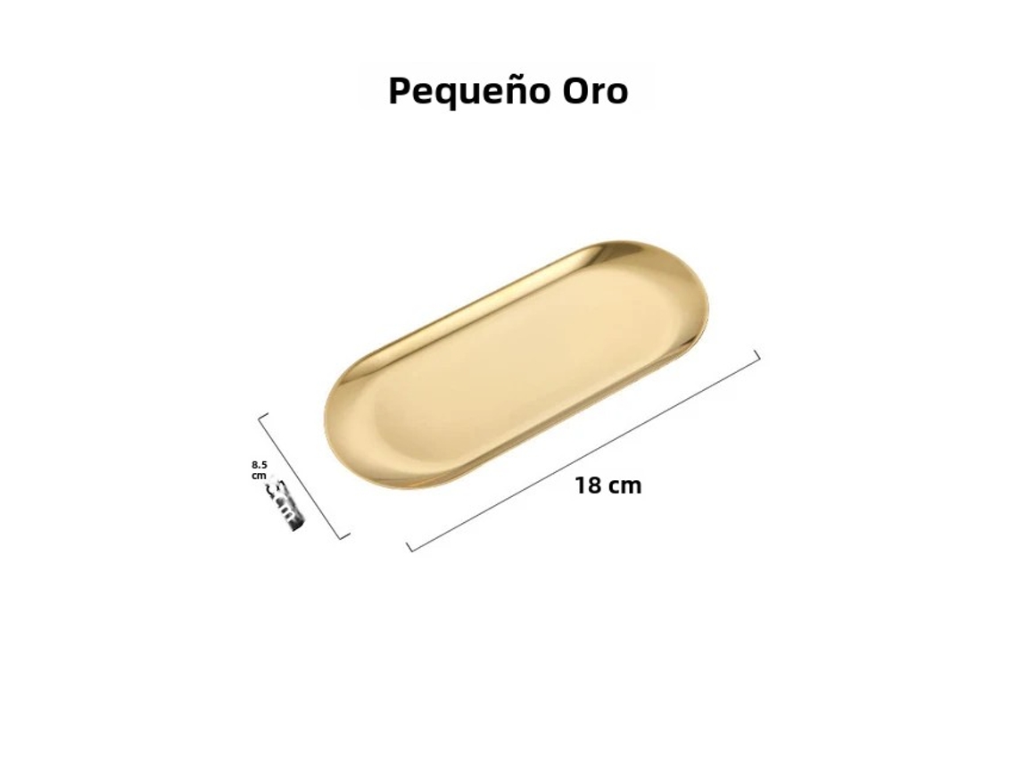 Plato de acero inoxidable, ideal para postres y aperitivos. Incluye cuchillo y tenedor. Mdug (oro S)