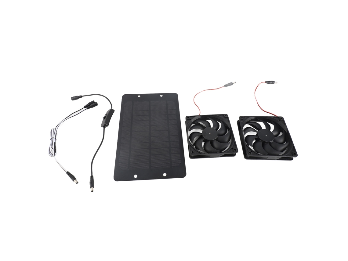 Kit De Ventilador Solar Doble De 20 W Y 12 V Con Interruptor Para Caravana, Invernadero, Hogar, Mascotas.