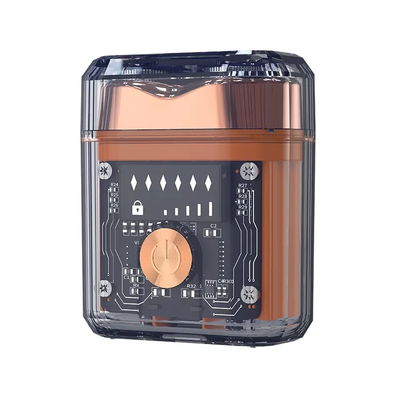 Afeitadora eléctrica magnética con cuerpo transparente, dos cabezales flotantes y bloqueo de seguridad para viajes. MDUG (naranja)