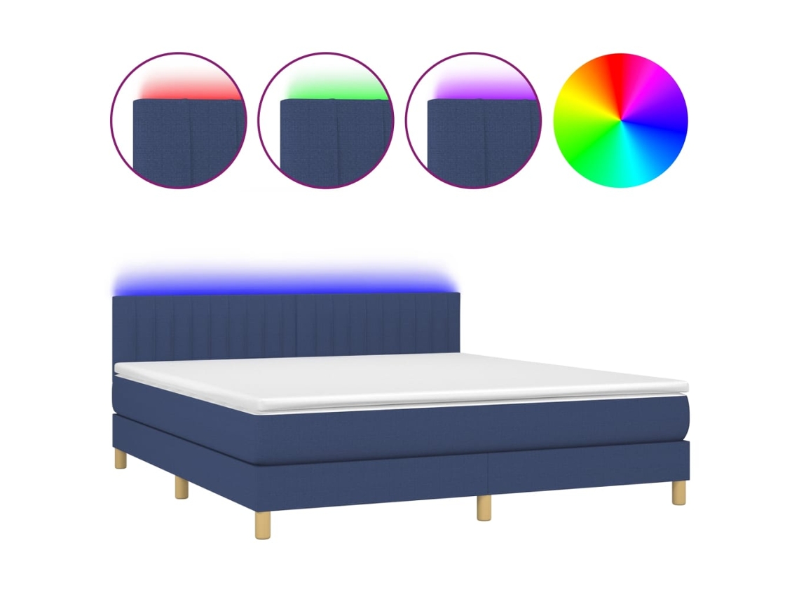 Maison Exclusive - Cama Box Spring Con Colchón Y Led Tela Azul 160x200 Cm