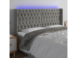 Cabecero Con Led De Terciopelo Gris Claro 183x16x118/128 Cm