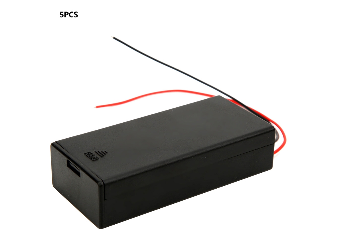 5pcs Caja Portapilas Con Tapa Y Interruptor On/off Para Baterías 2x18650