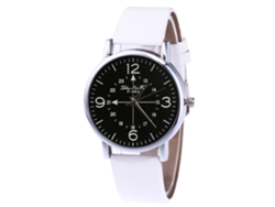 Reloj De Cuarzo Elegante Unisex Con Correa De Cuero Pu Para Hombres Y Mujeres (blanco)
