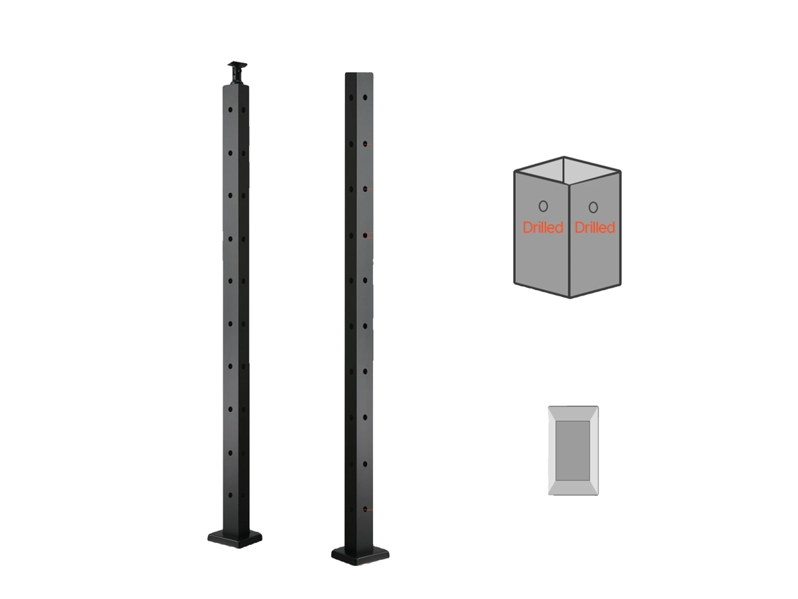 Barandillas de aluminio para terraza, color negro mate, preperforadas para facilitar la instalación, rectas, OEM
