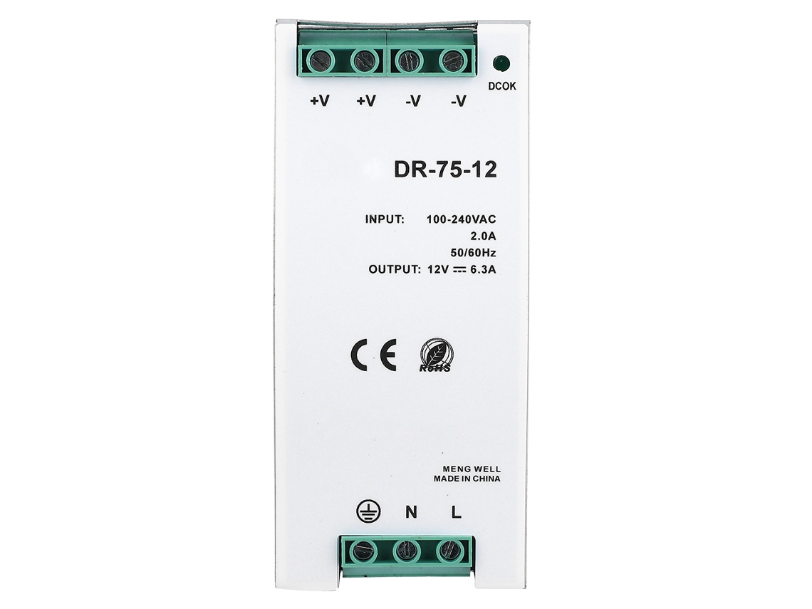 Fuente De Alimentación Industrial Para Carril Din De 75 W, 100-240 V Ca/cc, Salida Única, Control Pwm, Refrigeración Automática.