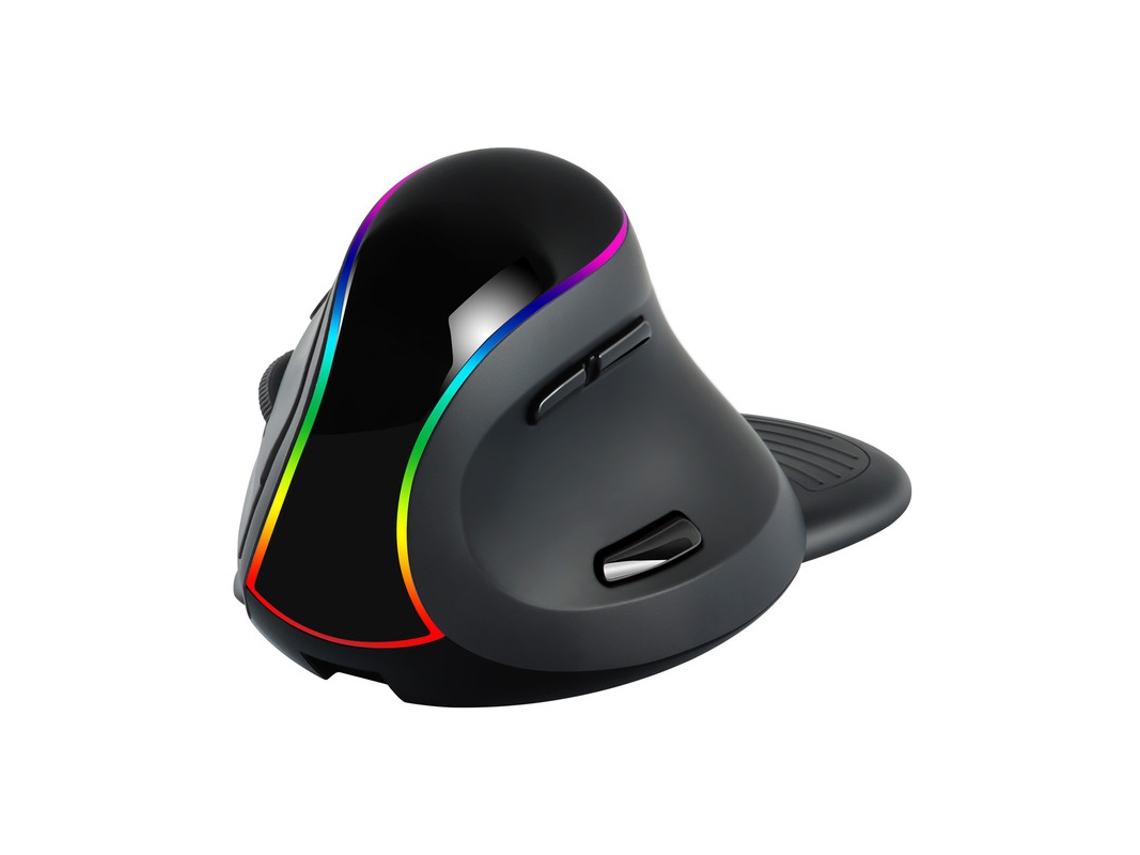 Ratón Bluetooth Yizhood 2.4G Tri Mode Vertical de 7 botones, 3200 DPI, retroiluminación RGB, inalámbrico para juegos, para mano derecha, PC, con cable, color negro