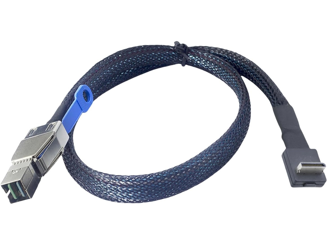 Cable Adaptador De Servidor Pcie Sff-8644 8611 A 4i Con Conector En Ángulo De 90 Grados Y Construcción Trenzada.