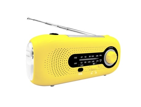 Sin batería: Radio meteorológica de emergencia solar, manivela, radio AM FM WB autoalimentada, linterna LED