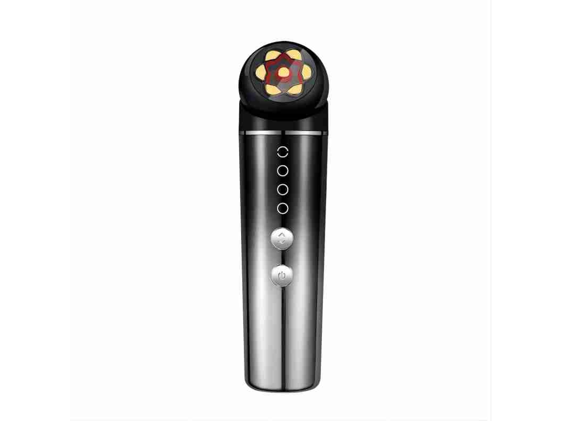 Masajeador facial 6 en 1 con microcorriente, vibración sónica, lifting, LED y tecnología fotónica - Antiarrugas - Csyy (negro)