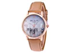 Reloj De Pulsera Para Parejas Zhoulianfa Fashion Con Correa De Pu, Esfera Redonda Y Movimiento De Cuarzo Beige.