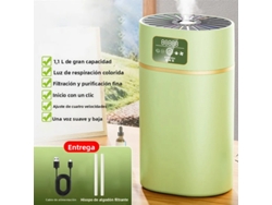 Humidificador Silencioso (verde), De Gran Capacidad (1100 Ml), Con Difusor Y Luz Ambiental.