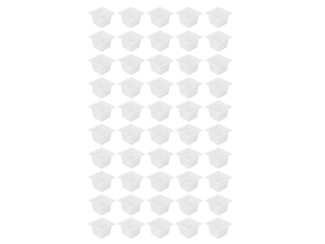50 Macetas Hidropónicas Cuadradas De Pp Sin Tierra, Cestas Para Cultivo De Plantas, Color Blanco.