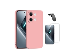 Kit Vidro Clearglass Capa Silicone Líquido Suporte L Phonecare Para Xiaomi Poco X8 Pro Max 5g - Rosa