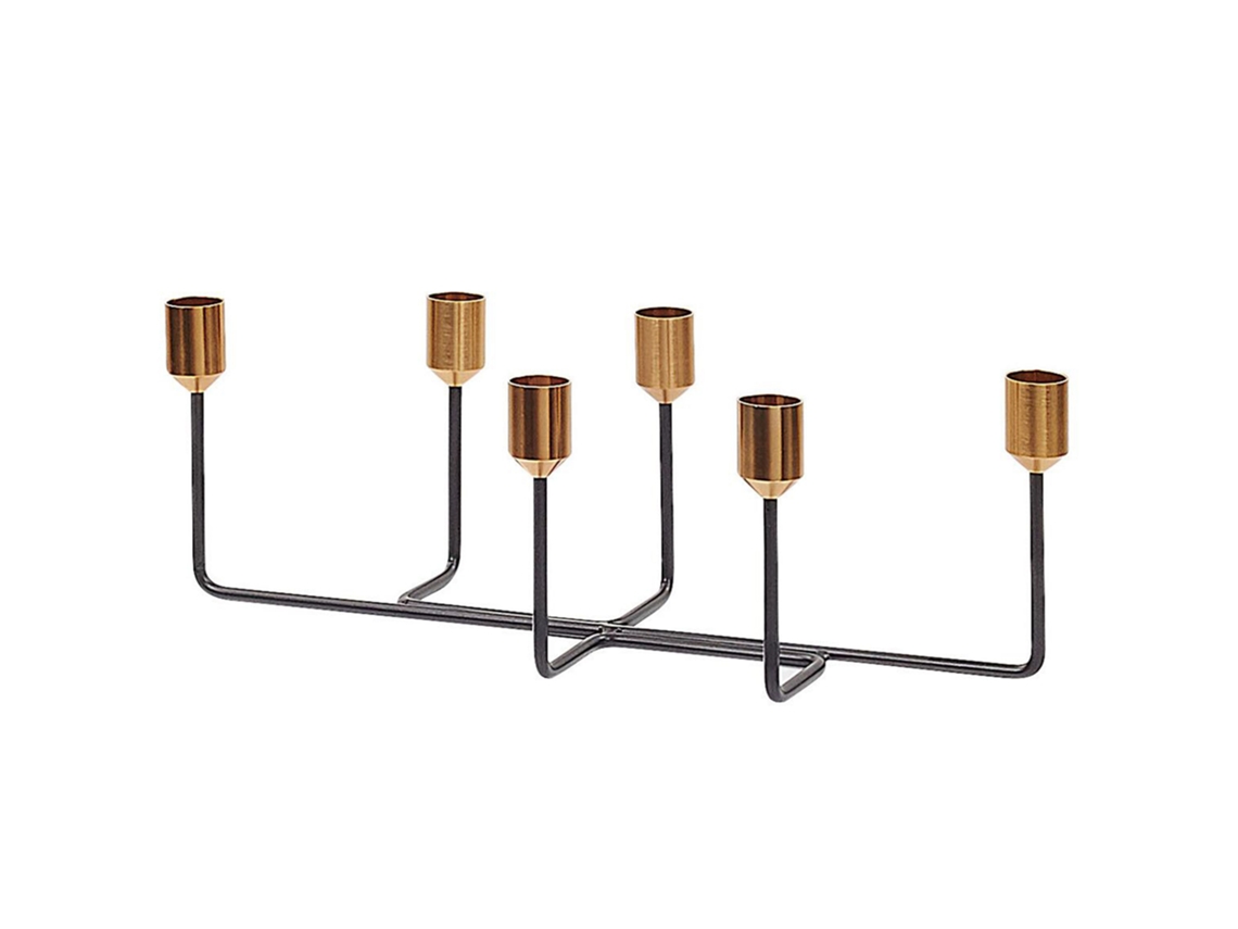 Portavelas de mesa moderno BELIANI Bangka de Metal Negro 36x16x12