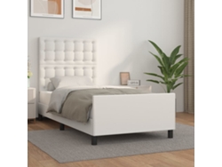 Estructura de cama sin colchón cuero sintético blanco 100x200cm